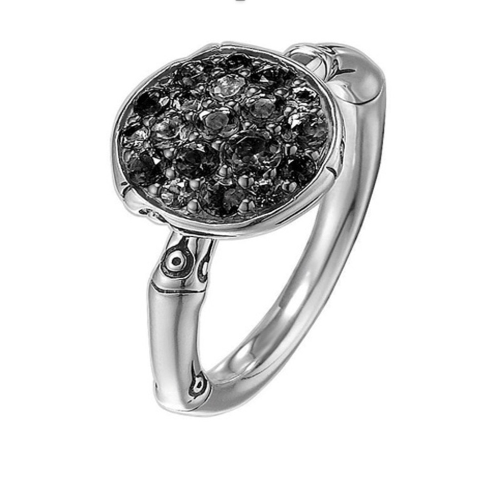 John Hardy Black Sapphire and Silver Bamboo Ring (NEW)
